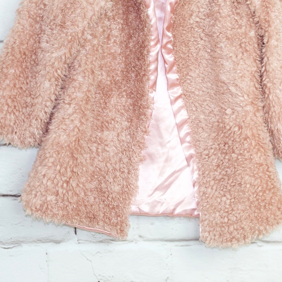 Faux Fur Pink Dress Over Coat Size ~L - Picture 3 of 8